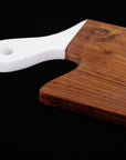 Saffron Teak Cutting Board/Serving Platter with White Handle