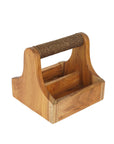 Small Teak Wood Barbeque Grill Accessory Square Caddy