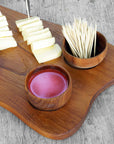 Wave Teak Cutting/Serving Platter with Pots