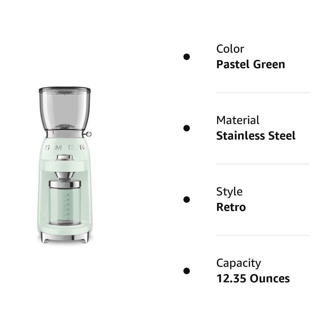 Smeg Green Retro-style Coffee Grinder In Pastel Green