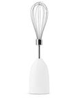 SMEG Handheld Immersion Blender with Beaker, Chopping Bowl w/Lid, Wire Whisk, 5 Speed Controls, made with Stainless Steel Blades and Ergonomic Design