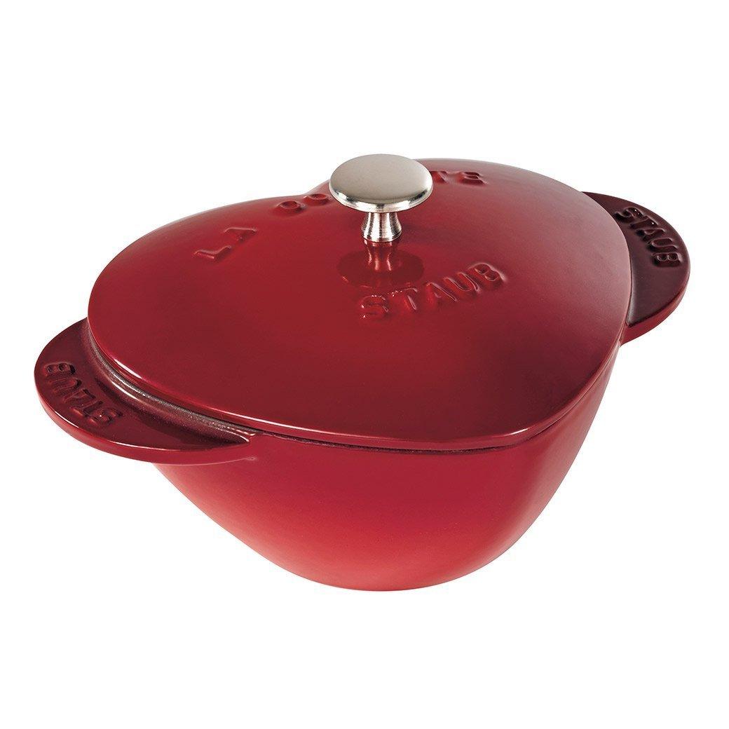 Staub Cast Iron 1.75-qt Heart Cocotte - Cherry - Discover Gourmet