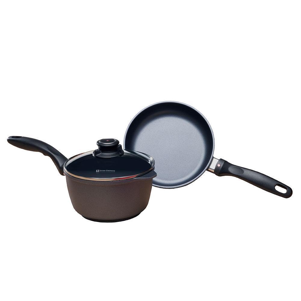 Swiss Diamond 3 pc. set - Fry Pan and Saucepan - Discover Gourmet