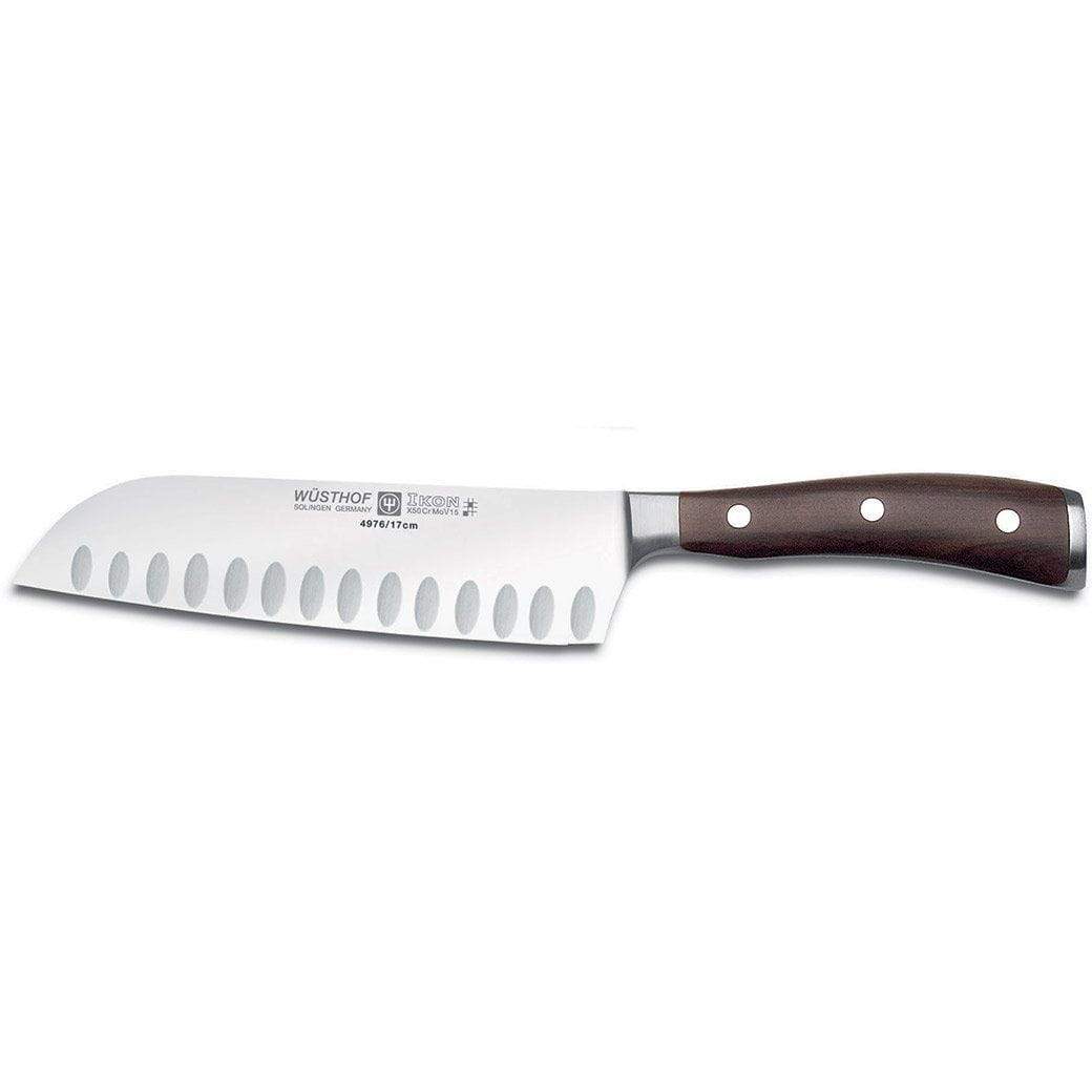 Wusthof Japanese &amp; Santoku Knives 7&quot; Wusthof Ikon Blackwood Hollow Edge Santoku Discover-Gourmet-