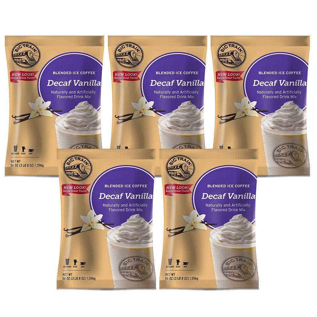 Big Train Blended Coffee Frappe Decaf Vanilla Big Train Blended Ice Coffee - 3.5 lb bags - Case of 5 - Single Flavor JL-Hufford