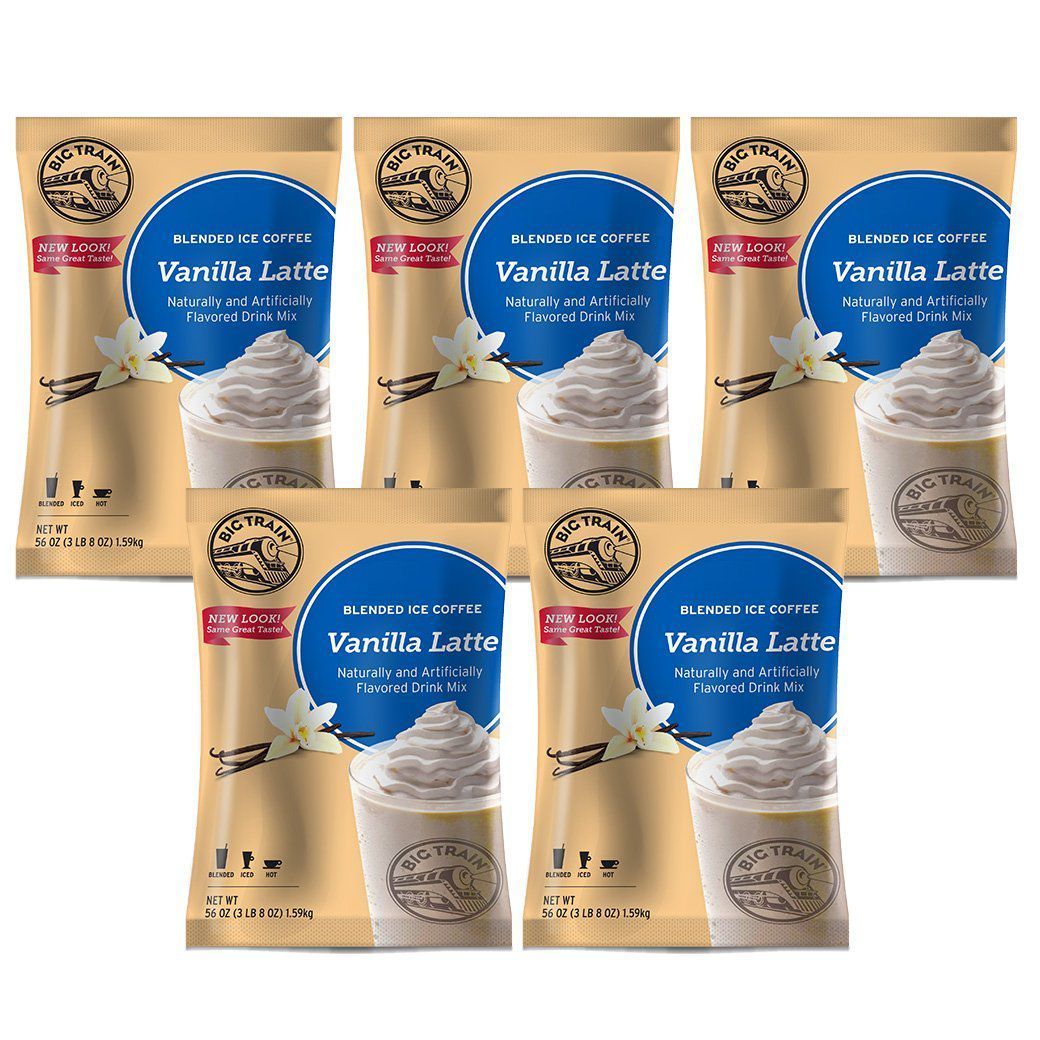 Big Train Blended Coffee Frappe Vanilla Latte Big Train Blended Ice Coffee - 3.5 lb bags - Case of 5 - Single Flavor JL-Hufford