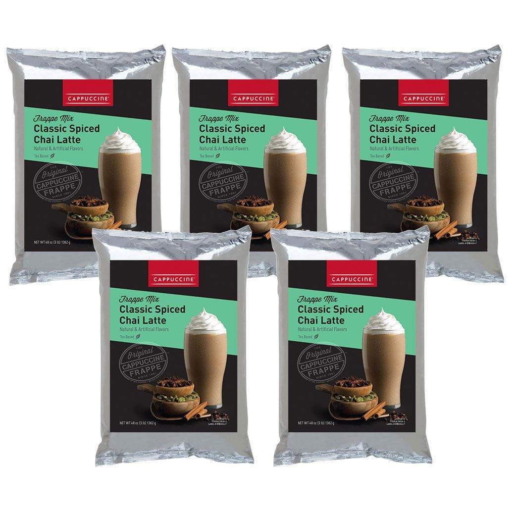 Cappuccine Blended Coffee Frappe Classic Spiced Chai Latte Cappuccine Case of 5 - Single Flavor JL-Hufford