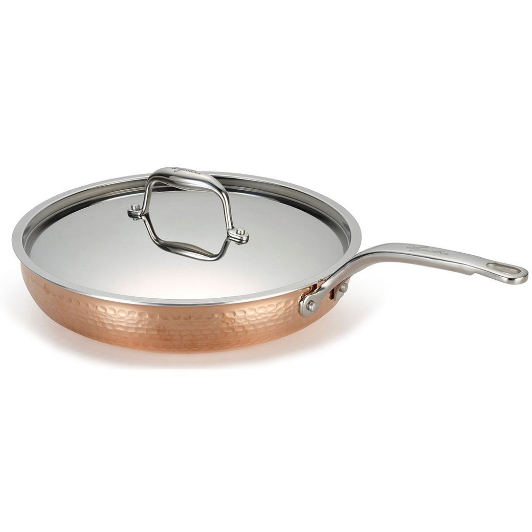 Lagostina Skillets &amp; Frying Pans Lagostina Martellata Hammered Copper 12&quot; Skillet w/ Lid JL-Hufford