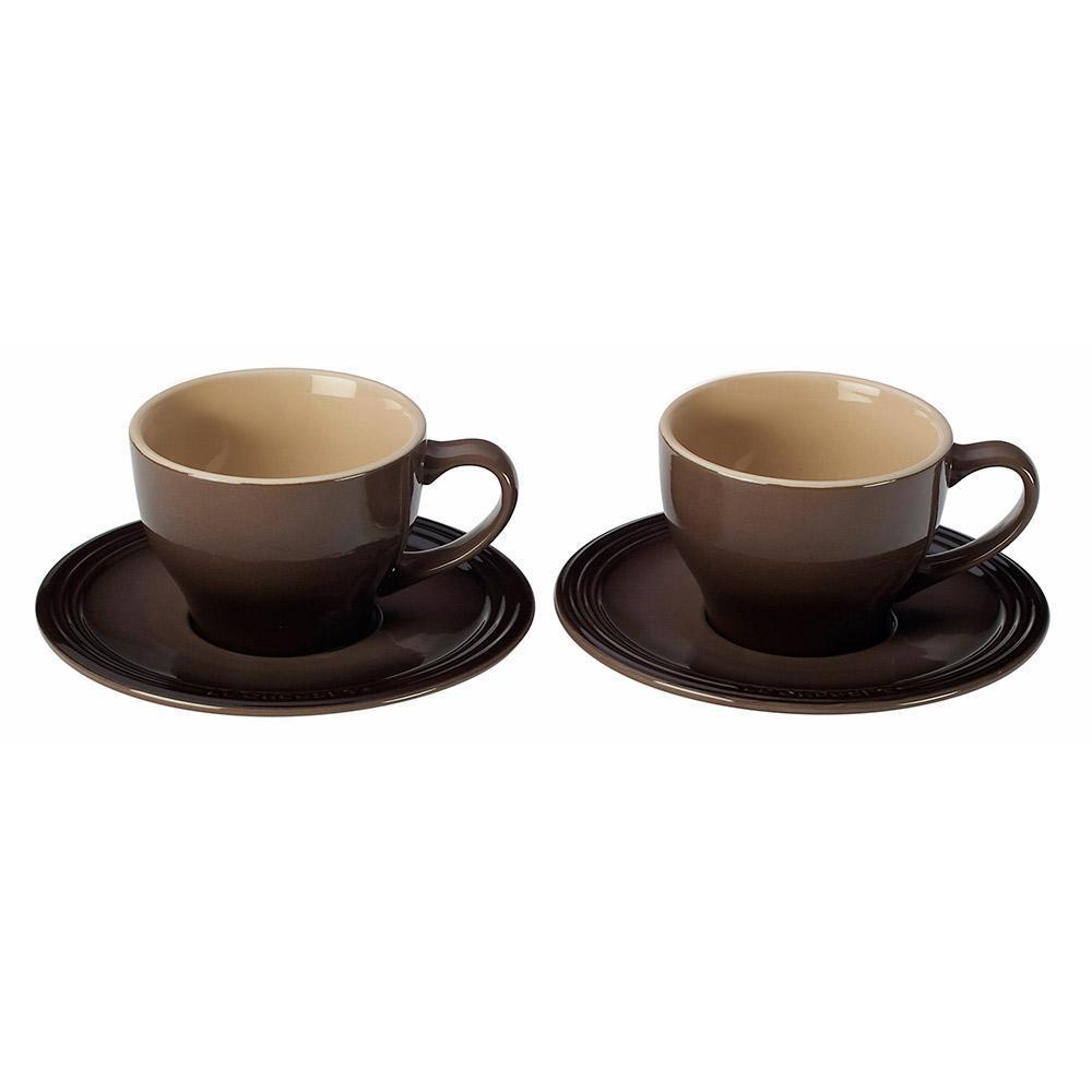 Le Creuset Coffee Mugs & Espresso Cups Truffle Le Creuset Cafe Collection Cappuccino Cups and Saucers - Set of Two JL-Hufford