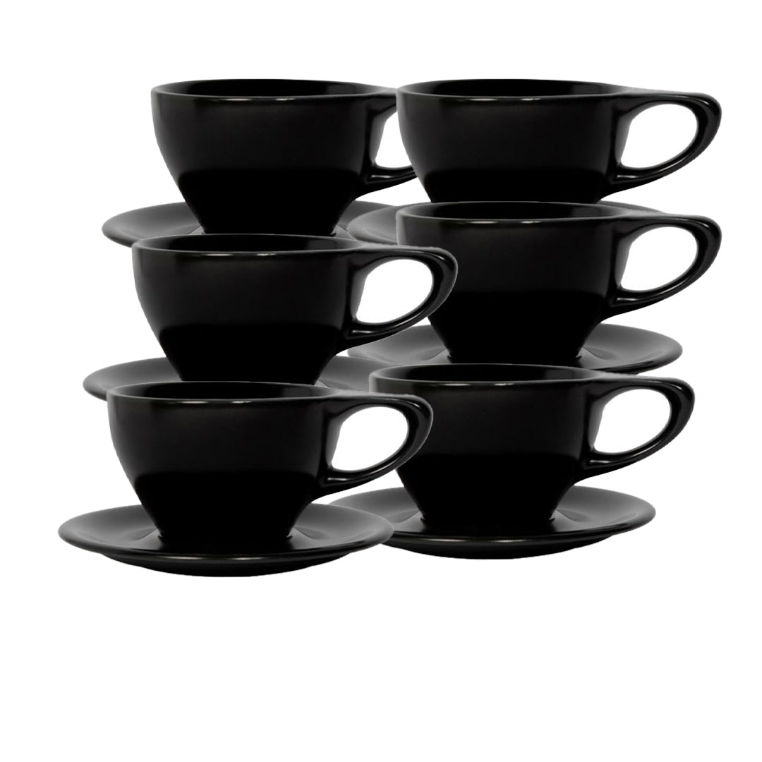 notNeutral Lino 12oz Porcelain Latte Cups with Saucers