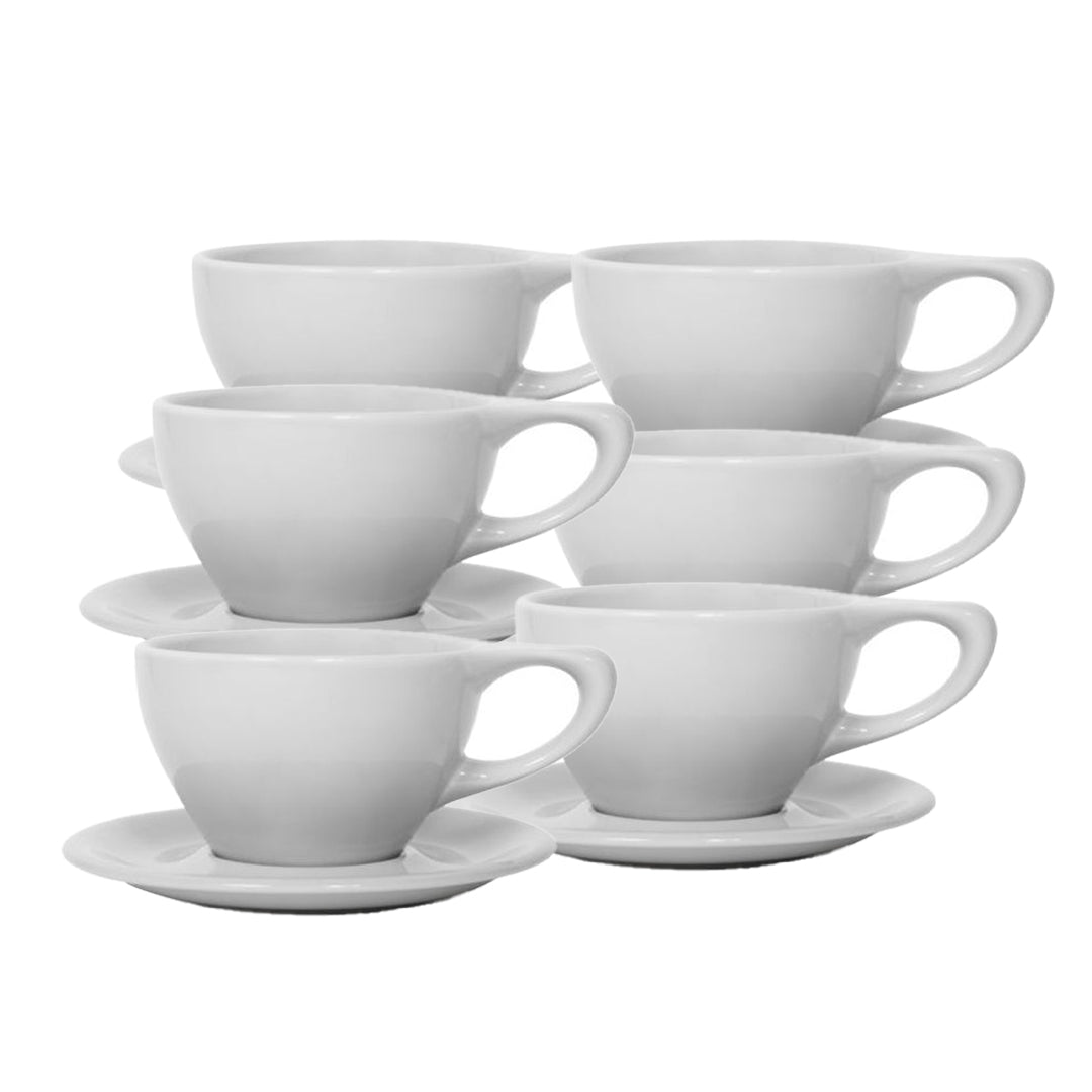 notNeutral Lino 12oz Porcelain Latte Cups with Saucers