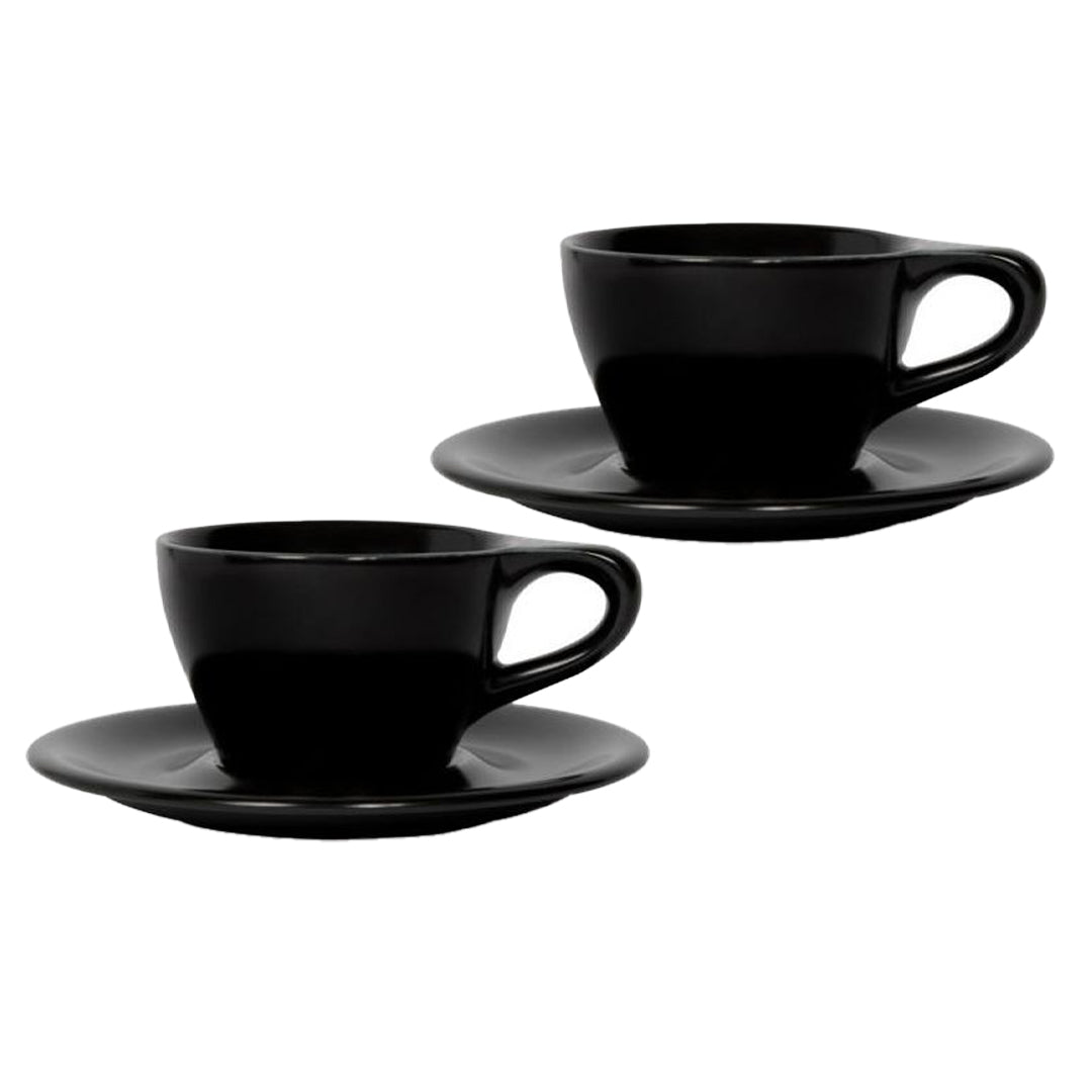 Coffee Studio 9 oz. Mixed Colors Porcelain Cappuccino Cup and Saucer (Set  of 4)