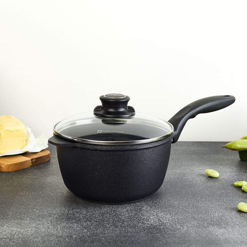 Swiss Diamond Saucepans 6.3&quot; (1.4 Qt) Swiss Diamond XD Nonstick Sauce Pan with Lid JL-Hufford