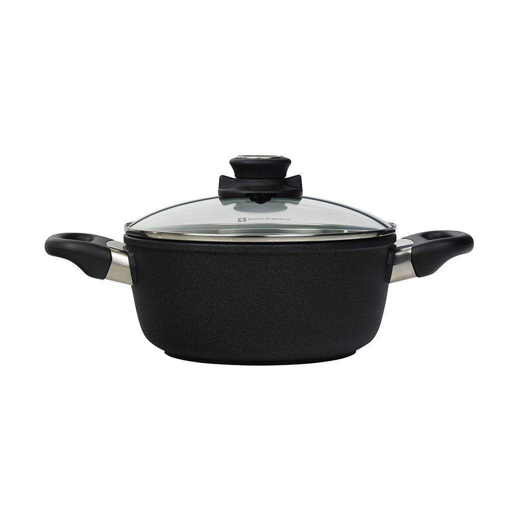 Swiss Diamond Bakers &amp; Casseroles 8&quot; (2.3 Qt) Swiss Diamond XD Nonstick Round Casserole with Lid JL-Hufford