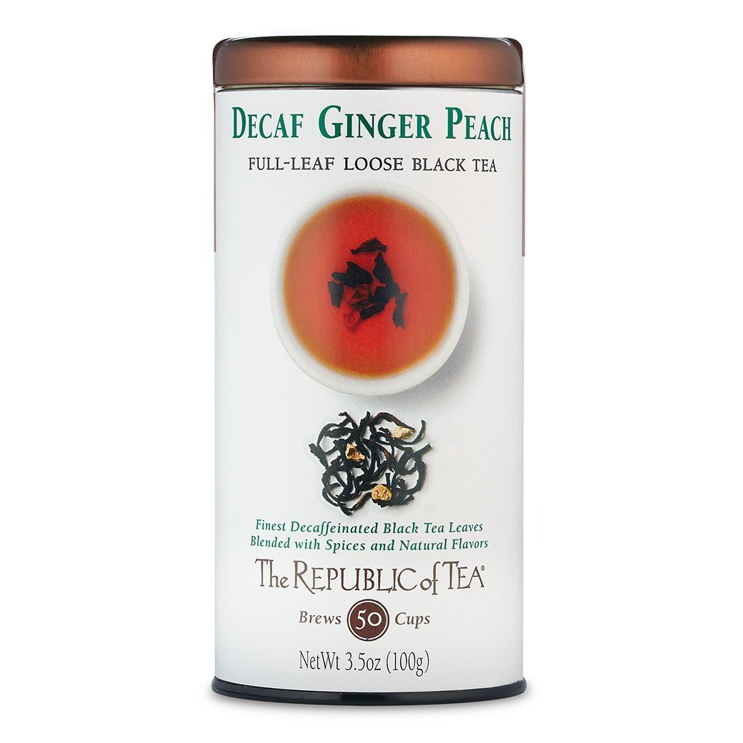 The Republic of Tea Gourmet Teas The Republic of Tea Ginger Peach Decaf Full-Leaf Loose Tin JL-Hufford