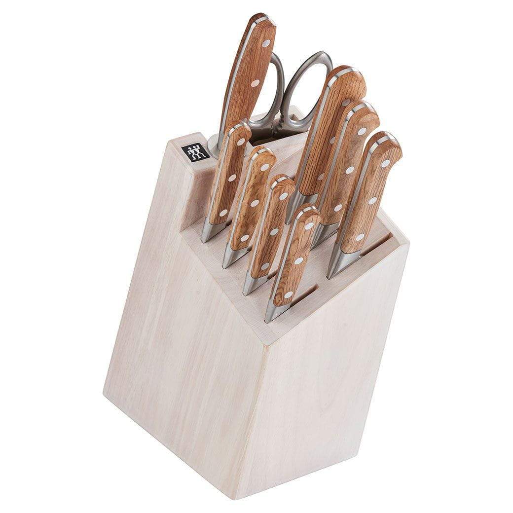 ZWILLING Pro Holm Oak 10-pc Knife Block Set - White Block